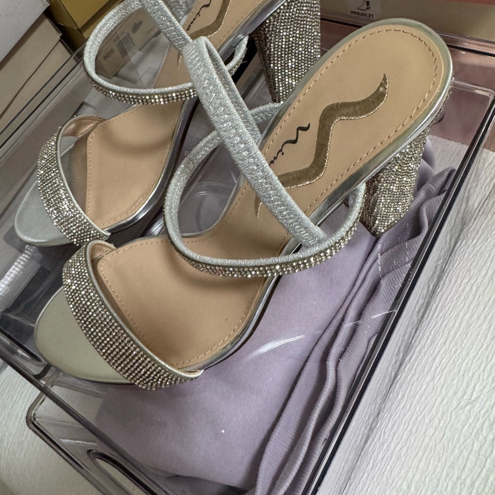 Nina Silver Embellished Heels